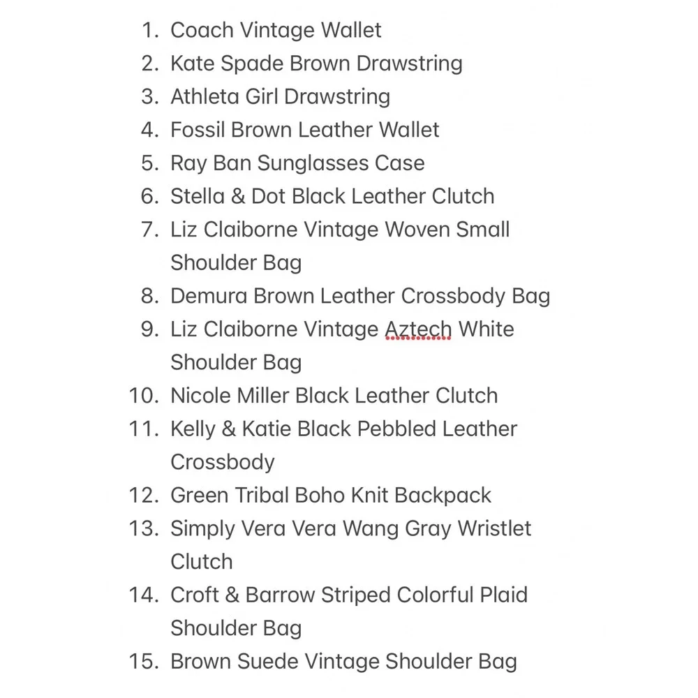 Coach, Fossil, Kate Spade Purse/ Wallet Wholesale 15 Pieces Reseller Lot Bundle